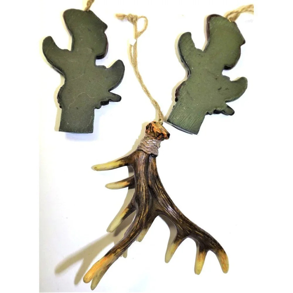 Set of three Southwestern ornaments - two cacti and one set of antlers 4 inches